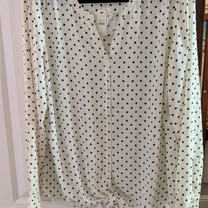 Talbots Ivory and Black Polka Dot Blouse